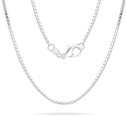 Casxyue S925 Silber Kette Halskette Für Damen Mädchen Ohne Anhänger Kettenbox/O-Kette/Kubanische Kette/Schlangenkette/Flache Kette 40 45 50 55 60 65 70 75 cm