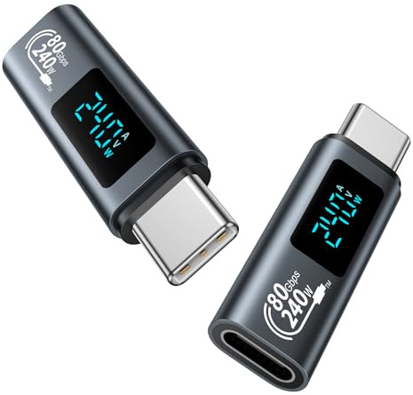 GIANAC USB C auf USB C Adapter [2Stück] 80Gbps 240W Mit LED Display | Typ C Output Power MAX 48V/5A für iPhone17 16 15 Pro MAX, Samsung Galaxy S26 25 24 und Mehr USB-C Geräte