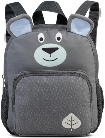 Glühwürmchen Kinderrucksack „Ella“ – süßer Tier-Rucksack für Kinder ab 3 Jahren mit Hauptfach, Vortasche & Steckfächern – ideal für Kindergarten, Ausflüge & Freizeit (Bär)