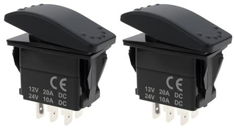 eMagTech 2 Interruptores Basculantes Impermeables de 6 Pines Y 3 Posiciones 12 V 20 A DPDT Encendido/Apagado/Encendido