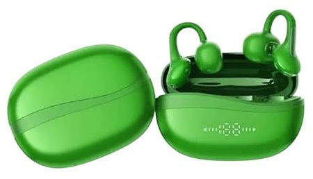 OTOZABU Open-Ear-Kopfhörer Kabellos Bluetooth 6.0–Clip-On-Ohrhörer, Herzfrequenzüberwachung, Grün