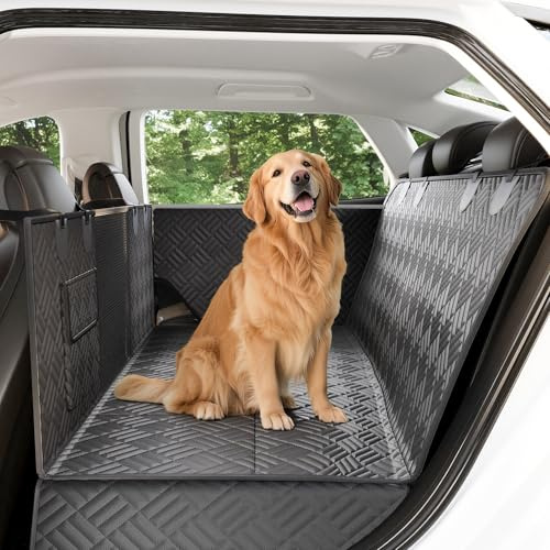 The Fellie Dog Car Seat Cover, Scratch-Resistant Back Seat Extender with Full Car Door Protection, Waterproof Back Seat Cover with 400 lbs Hard Bottom, Non-Slip Dog Hammock for Universal Rear Seat