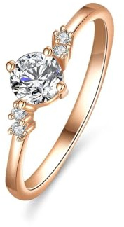 Tolldek Rose Gold 750 Pärchen Ringe Echt Gold Schmuck, 4 Klaue Verlobungsring mit Labor Erstellt Diamant, Hochzeitsring 750 Gold, Gr.51 (16.2)