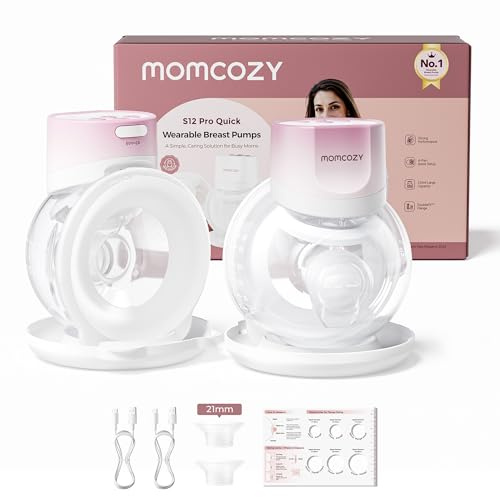 Momcozy S12 Pro Quick Milchpumpe Elektrisch, 2 Pack Rosa | Freihändig breast pump Tragbare Milchpumpe mit DoubleFit 24 mmHybrid-Brusthaube, Brustpumpe mit 3 Modi & 9 Stufen 210 ml