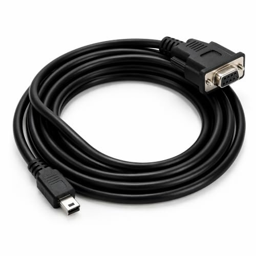 ZRUIDA Mini USB to RS232 Serial Cable 6FT (1.8M), Mini 5 Pin Male to DB9 Female Serial Adapter Cable for PLC POS Industrial Controllers