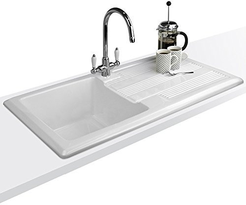 Astini Canterbury 100 Bowl Gloss White Ceramic Kitchen Sink & Colonial Tap
