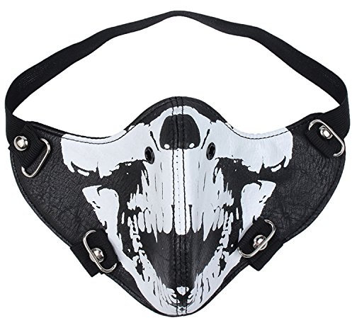 AIEOE Masque Moto Cache Nez Demi-Visage Halloween Punk Déguisement Fête Carnaval Protection Anti-poussière Cyclisme CS Airsoft Vintage Style Snowboard