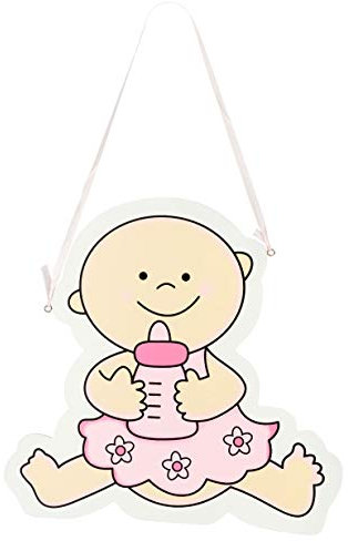 Kleenes Traumhandel - Charmantes Holz-Türschild Baby mit Flasche Rosa fürs Kinderzimmer