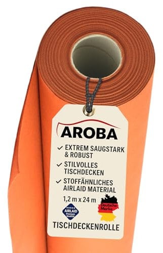 AROBA 2X Airlaid Tischdeckenrollen (Orange, 1,2 m x 24 m) - Stoffähnliche Tischdecke - Hochwertige Tischtuchrolle für Hotel, Catering, Geburtstag, Restaurants, Kommunion, Taufe