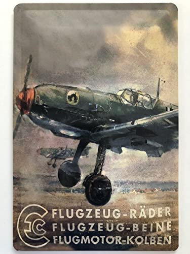 Blechschild 20x30cm gewölbt Flugzeug Räder Flugmotor Kolben Deko Geschenk Schild