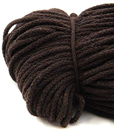 nts Nähtechnik 100m Baumwollkordel / 4mm breites Seil aus Baumwolle mit Polyester Kern/Deko Schnur (braun, 4)