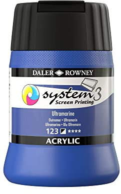 Daler-Rowney System3 Acrylic Screen Printing Ink, Plastic Pot, 8.45oz - 250 ml, Ultramarine Blue