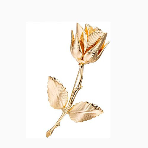 VOANZO Broche Rose Grade Cuivre Placage Bijoux Anciens Broche Rose Accessoires de Vêtements de Haute Qualité (Or Jaune)