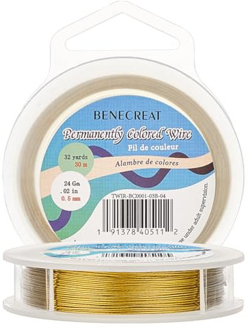 BENECREAT 30m 0.5mm Filo di Acciaio Inossidabile (Oro) 7 Fili Intrecciati Cavo Metallico Accessori per Artigianato per la Progettazione di Bigiotteria