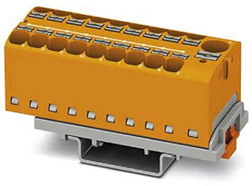 PHOENIX CONTACT PTFIX 10/18X4-NS35 OG Verteilerblock, Anzahl der Anschlüsse 19, Querschnitt 0,5 mm² - 10 mm², AWG 20 - 6, Breite 28,6 mm, Orange, 8 Stück
