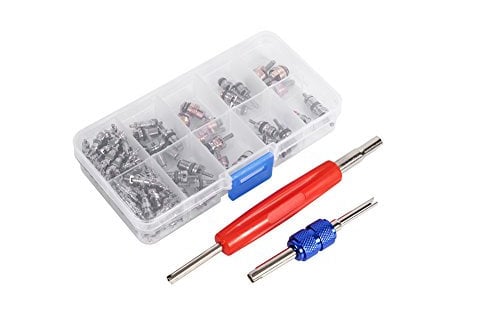 a/c schrader valve tool + reifenventil 102 Stück Auto A/C Ventilkern Klimaanlage Ventileinsatz Zubehör R134a / R12 Ventilschaft Sortiment mit Entferner Werkzeug Ersatz Zubehörteil