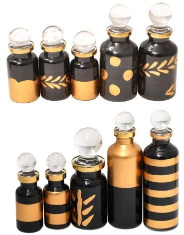 CraftsOfEgypt Genie Mini flacons vides en verre soufflé pour parfum, huiles essentielles ou potion – Lot de 20 petites fioles décoratives, chacune de 5 cm de haut, couleurs assorties