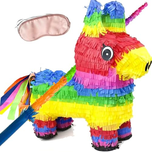GIFTEXPRESS Regenbogen-Esel-Piñata – mexikanische Motto-Party-Dekoration für Geburtstage, Fiestas und Cinco de Mayo – 40,6 x 33 x 11,4 cm Kinder-Partygeschenke