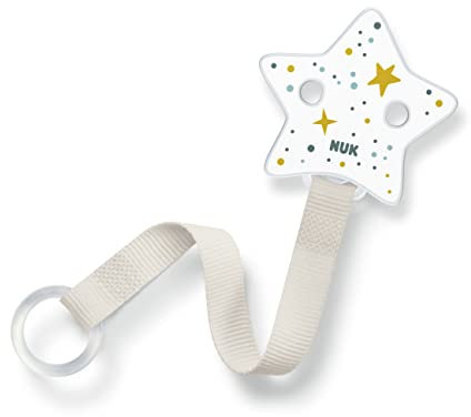 NUK Schnullerband Family Love, für alle Schnuller mit und ohne Ring, Stern, 1 Stück, weiß/grau