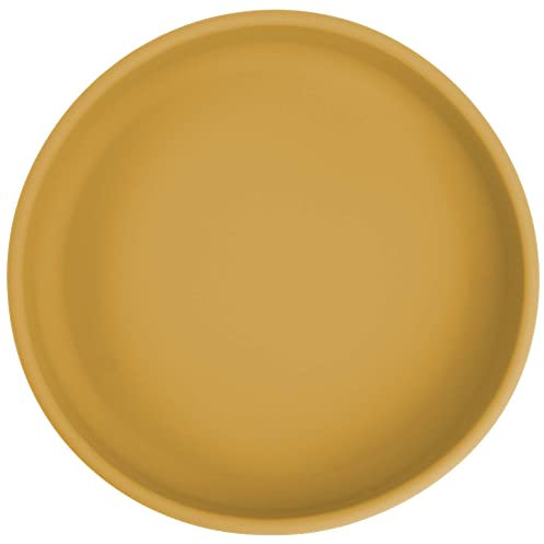 Olgs Silikon Baby Teller Flach Kinderteller | Silikonteller, Babyteller, Snackteller für Kinder | Rutschfest bruchsicher Kuchenteller | Esslernteller, BPA-Frei Mustard | Frühstücksteller ab 6 Monate