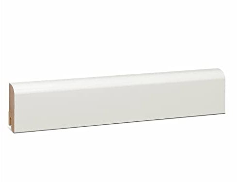 KGM Sockelleiste Oben Rund – Weiß lackierte Fußbodenleiste aus Kiefer Massivholz – Maße: 2400 x 18 x 58 mm – 1 Stück