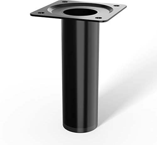 LouMaxx Lot de 4 pieds de table ronds en métal - Pieds en tube d'acier Ø 30 mm x 100 mm avec plaque de fixation - Pieds de table noirs - Pieds de table de qualité supérieure pour meubles de bricolage