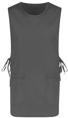 PALLTEX Ampato Überwurfschürze Kittelschürze Damen/Herren Schürze mit Tasche Arbeitsschürzen Verstellbare (Grau)