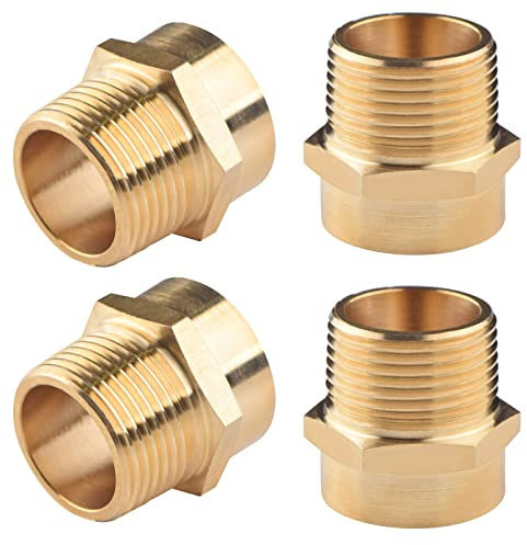 Tsinghwang 4 Stück G 3/4 (BSP) Innengewinde auf US 3/4 NPT Außengewinde Messing Rohrverschraubungsadapter, G auf NPT Adapter, 3/4 Zoll Konverteranschluss