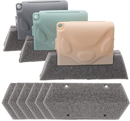 3 Pièces Brosse Fente Multifonction, Fenêtre Brosse Nettoyage, avec 6 Chiffons Nettoyage, pour Rainures de Fenêtre, Fentes de Porte, Éviers, Coinss