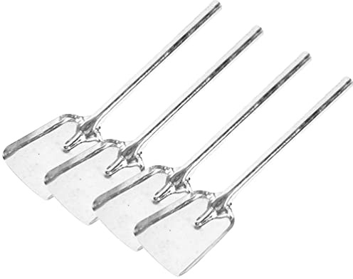 Zerodeko 4pcs Long Fireplace Shovel Ash Pan BBQ Charcoal Ash Poker Scoop Stainless Steel Gardening Shovel Snow Shovel Multi Function Shovel for Charcoal Pellet Grill Tools Silver