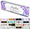 Placas de nombre de escritorio para oficina, placas de nombre acrílicas personalizadas para escritorios, diseño de flores en decoración transparente de apreciación regalo (8 x 2.5 pulgadas)
