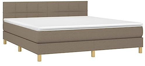 vidaXL Boxspringbett mit Matratze Polsterbett Bett Bettrahmen Bettgestell Lattenrost Doppelbett Hotelbett Schlafzimmerbett Taupe 180x200cm Stoff