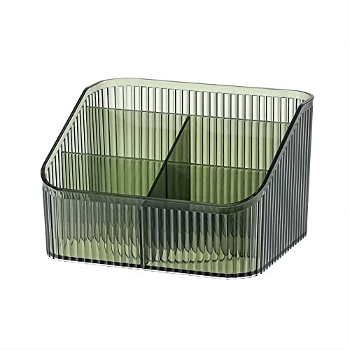 DASITON Make up Organizer,Kosmetik Organizer mit 5 Fächern,Acryl Kosmetik Aufbewahrung mit Großer Kapazität,Schminktisch Organizer für Pinsel,Eyeliners,Lippenstift und Skincare(Grün L)