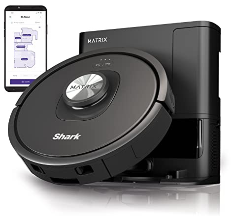 Shark RV2310AE Matrix Self-Emptying Robot Vacuum with Bagless, 45-Day Capacity, Self-Cleaning Brushroll for Pet Hair, No Spots Missed on Carpets & Hard Floors, Precision Home Mapping, Wi-Fi, Black