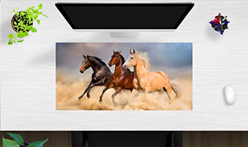 Schreibtischunterlage abwaschbar - Drei Pferde - aus premium Vinyl - in verschiedenen Größen - Made in Germany (80 x 40 cm)