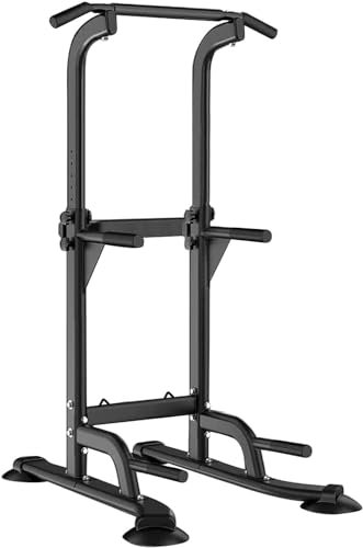 Leiblsufo Stazione per trazioni e dip, torre di potenza, altezza regolabile, per allenamento a casa, fitness, adatta per adolescenti, donne, uomini