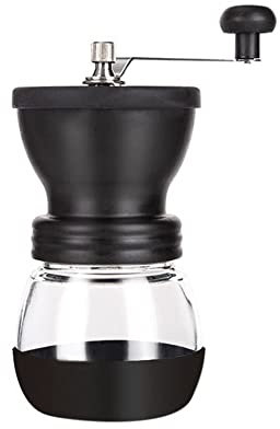 Manual Coffee Bean Grinder, Handheld Adjustable Coarseness Ceramic Mill Grinder for Bean Spices with Transparent Storage Jar, Hand-Held Portable Coffee Mill Grinder Machine for Home and Office