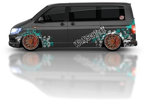 NoName.Design Premium Seitenaufkleber Set mit Wunschtext | Splashes | Komplett Personalisierbar | Autoaufkleber | P-D-004