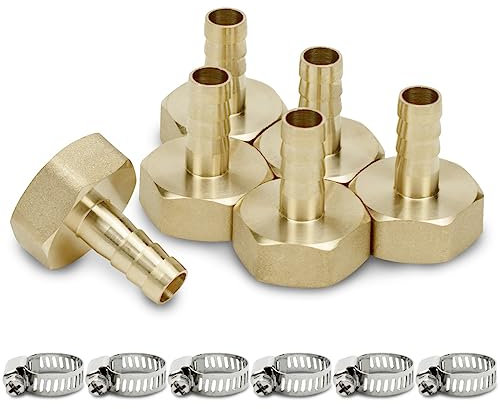 Bwintech Lot de 6 raccords cannelés 3/4 BSP femelle x 14 mm avec 6 colliers de serrage