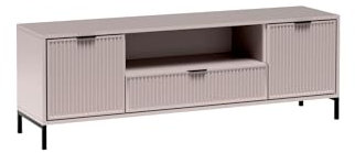 MINIO go for it - TV-Schrank ASTI, Breite 165 cm, Modern Lowboard, 2 Schubladen mit geräuschloser Schließung und Einlegeböden, Ideal für das Wohnzimmer - Kaschmir