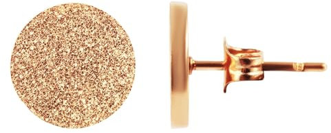 Akzent Damen-Ohrstecker Paar rund Edelstahl sandgestrahlt Plättchen ⌀10 mm Ohrringe roségoldfarbig Geschenk für Frauen