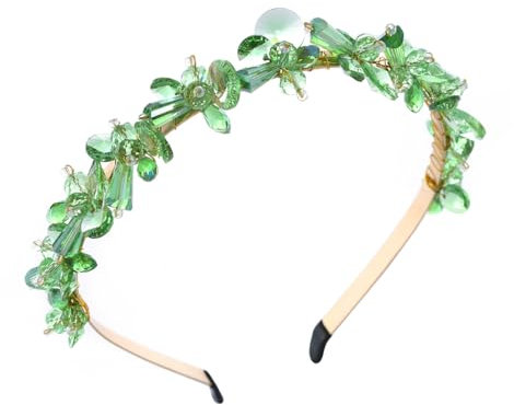 IYOU Brillantes Strass Bandeau Vert Cristal Cerceau de Cheveux Gemmes Vintage Fête de fin d'année Accessoires de Coiffure pour Femmes