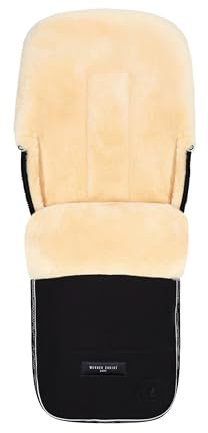 WERNER CHRIST BABY Lammfell-Fußsack FLIMS ICONIC LINE – vollfelliger Buggy, Kinderwagen-Fußsack (ab 6 bis 36 Mo.), medizinisches Fell, universal mit Langsschlitzen in Farbe schwarz