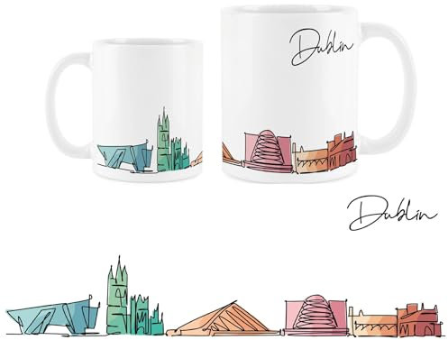 Purely Home Dublin Mug - Colourful Ireland Skyline Souvenir Memento White Tea Coffee Gift Present Mug