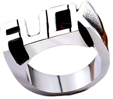 Generic Herren Ring Personalisierter Ring FUCK Englisch Alphabet Punk Rock Polierter Legierungsring Nizza verarbeitet