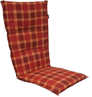 Angerer Freizeitmöbel GmbH Auflage für Gartenmöbel - Stuhlauflage hoch Made in Germany (Bordeaux kariert)