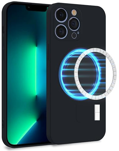 MyGadget Funda [ Compatible con MagSafe ] para Apple iPhone 13 Pro en Silicona TPU - Carcasa de Doble Capa - Case Resistente Antigolpes y Anti choques - Ultra Protectora Negro