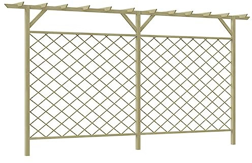 Générique Clôture à Lattes de Jardin avec pergola Bois,Quincaillerie,Clôtures & barrières,Treillage,Vert,120.81 LB,41726