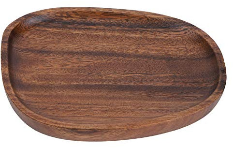 Hapivida Wooden Plates, Decorative Acacia Wood Dinner Plates Classic Irregular Serving Trays Platters for Fruits, Dessert, Sushi, Food(16 * 13cm)