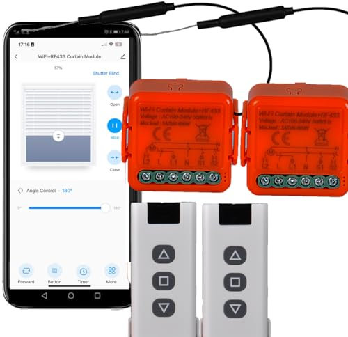 Interrupteur volets roulants WiFi, télécommandes RF, module récepteur, contrôle volets roulants électriques pour rideaux et volets roulants, 433MHz, module de commande minuteur, Smart Life app (2)